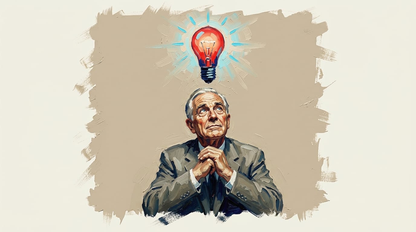 Government official with lightbulb symbolizing new budget policy idea
