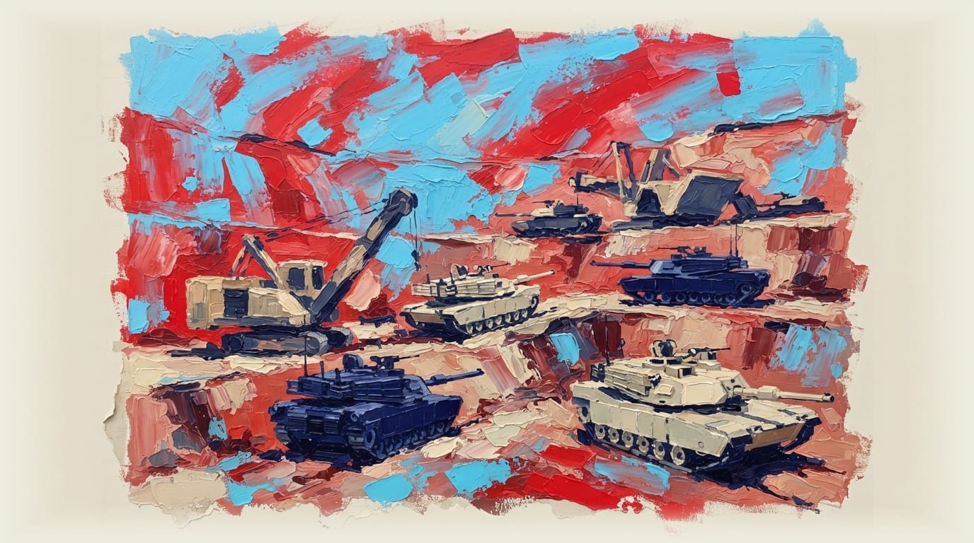 American military tanks operating in an Australian mining pit