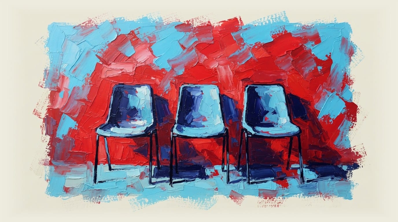 Three empty podiums arranged in a row against a plain background