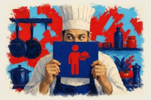 Chef business owner concealing a help wanted sign offering free labor work