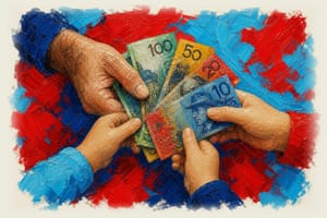Family members holding Australian banknotes together, representing shared finances and wealth transfer