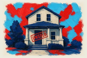 Red UNSOLD stamp on residential house front door marking failed auction sale