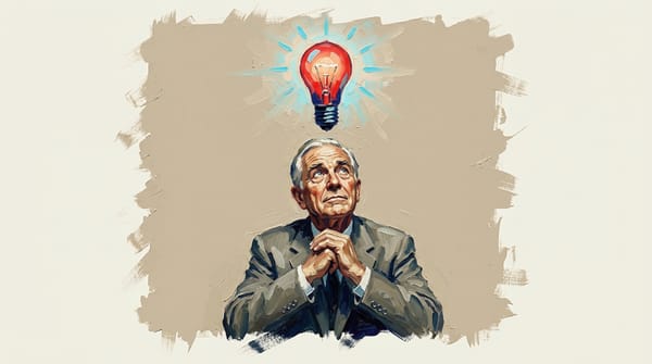 Government official with lightbulb symbolizing new budget policy idea