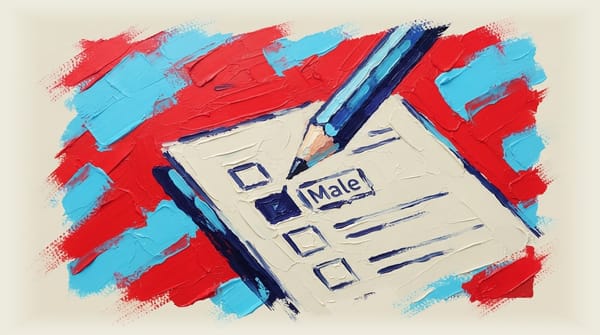 Pencil hovering over a checkbox marked Male on a form.