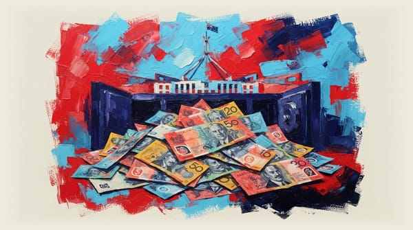 Australian cash stacked in a bank vault beneath Parliament House